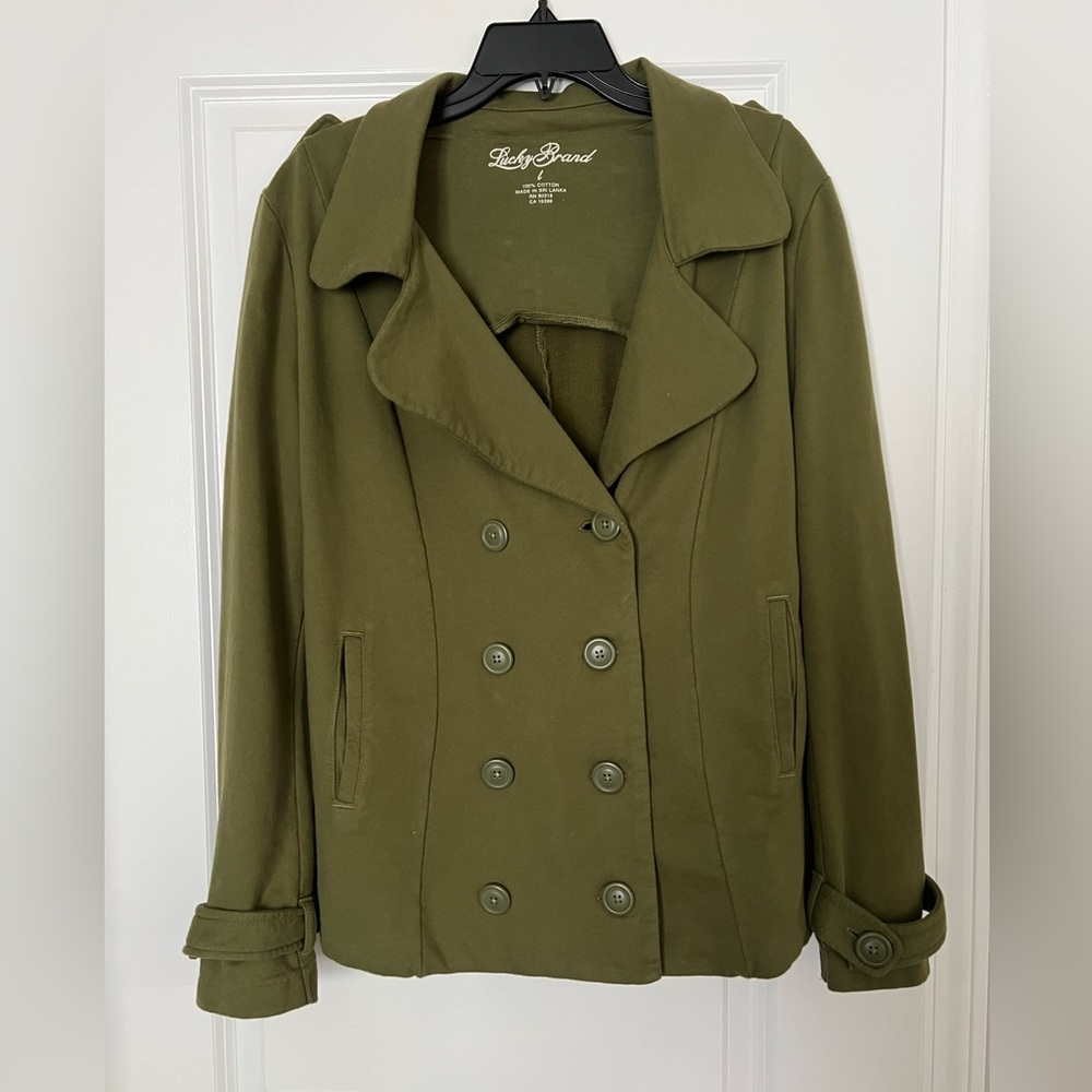 Lucky Brand Soft Cotton Green Jacket Sz L
